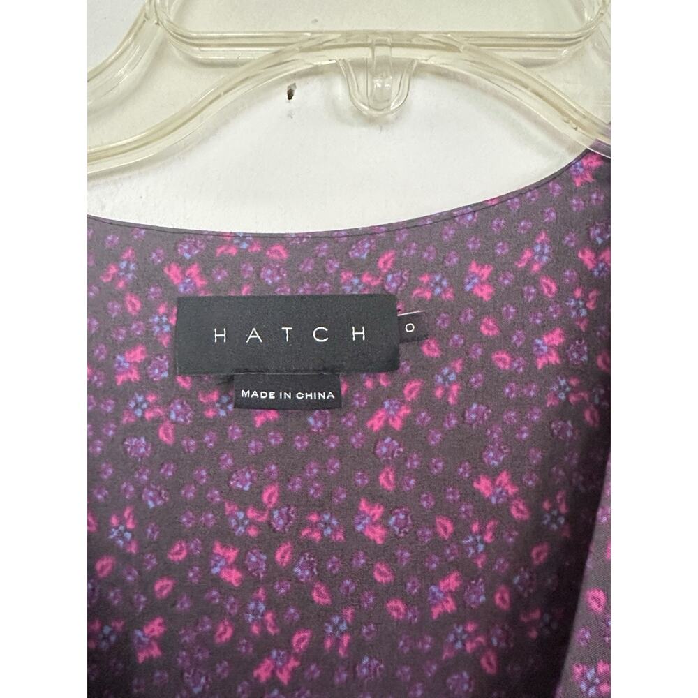 HATCH Maternity Purple Black Long Sleeve Floral The Addison Dress Size 0 - Picture 7 of 8